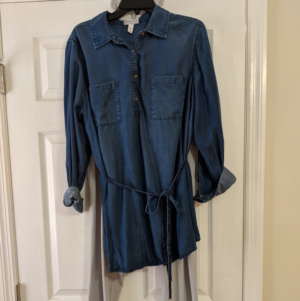 Belted Jean Maternity Top EUC